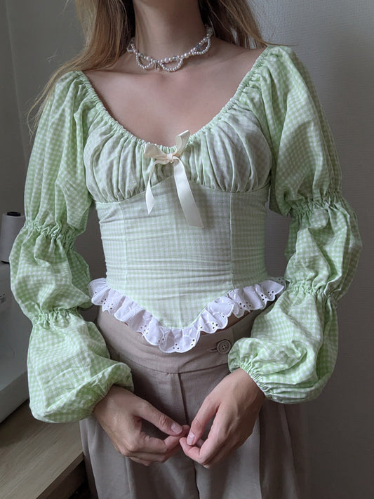 Sur commande - Corsage Coquette manches longues